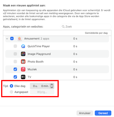 Schermtijd van de Mac